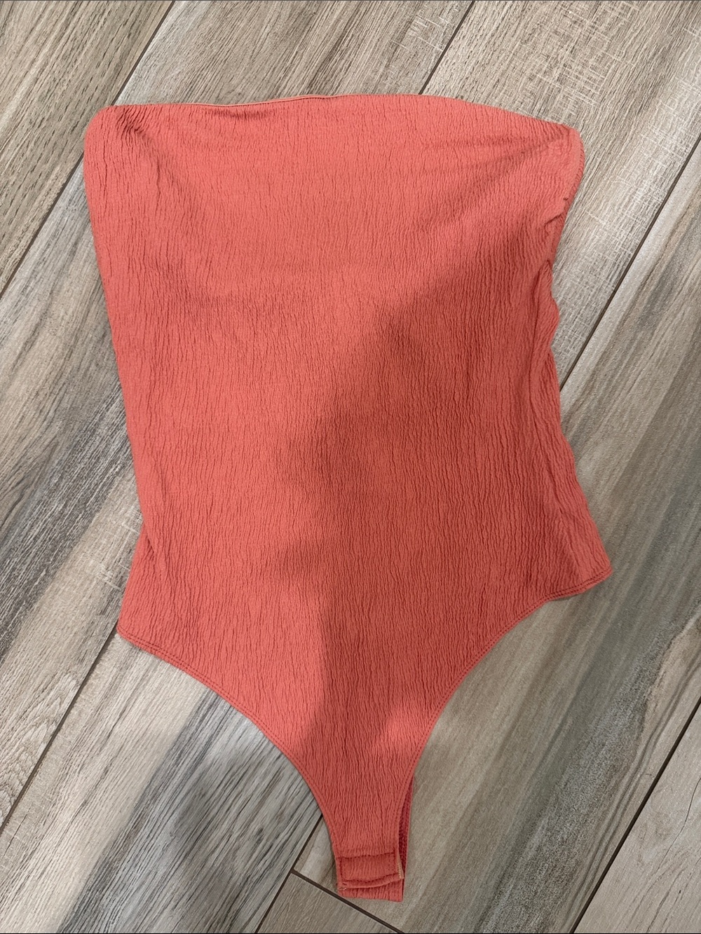 Le Lis Strapless Textured Bodysuit in Coral